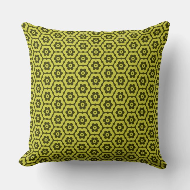 Geometric 280514 (03) - Banana and Dark Olive Kussen (Voorkant)