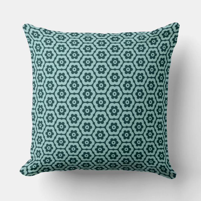 Geometric 280514 (03) - Lt Blue Green op Dk Moss Kussen (Voorkant)