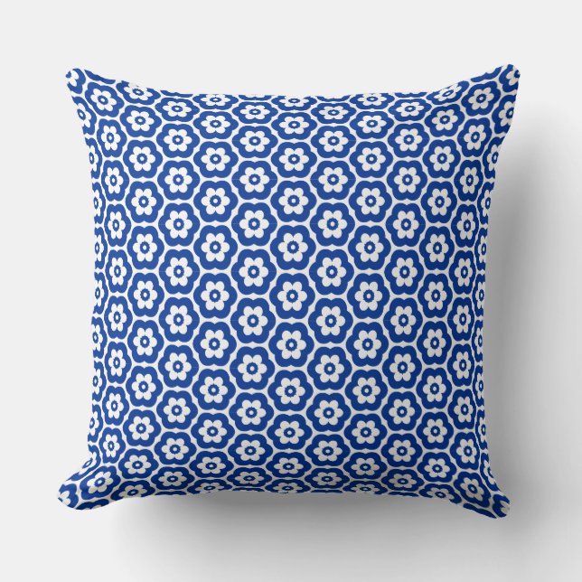 Geometric 280514 (03) - Navy Blue on White Kussen (Voorkant)