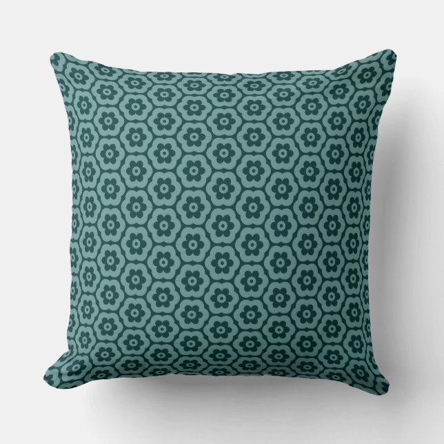 Geometric 280514 (03) - Ocean Green op Dk Moss Kussen (Voorkant)