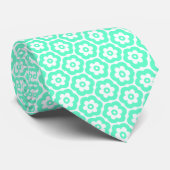 Geometric 280514 (03) - Turquoise on White Stropdas (Opgerold)