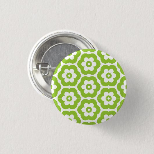 Geometric 290514 (3) - Martian Green on White Ronde Button 3,2 Cm (Voorkant /achterkant)
