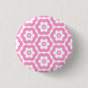 Geometric 290514 (3) - Roze in wit Ronde Button 3,2 Cm
