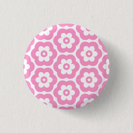 Geometric 290514 (3) - Roze in wit Ronde Button 3,2 Cm (Voorkant)