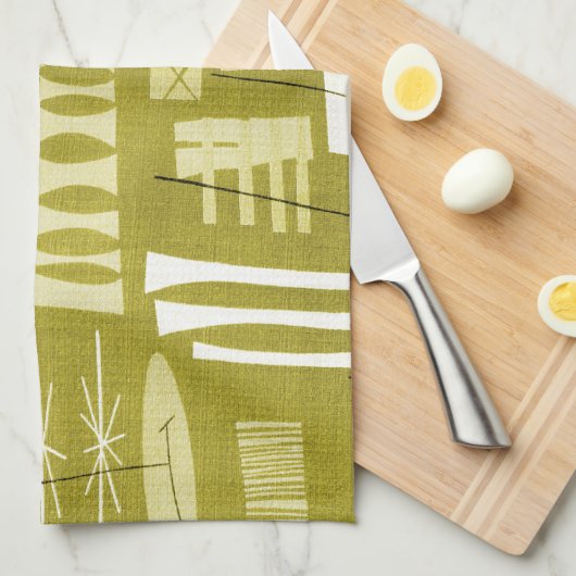 GEOMETRIC 2 MoJo Kitchen Towel - LEMON YELLOW Theedoek (Quarter Fold)