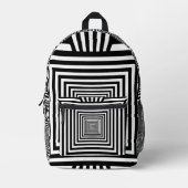 Geometric 3D Black and White Backpack — Stylish an Bedrukte Rugzak (Voorkant)