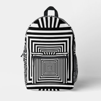 Geometric 3D Black and White Backpack — Stylish an Bedrukte Rugzak
