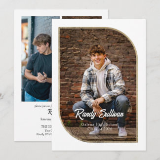 Geometric 4-Image Graduation Invitation Kaart