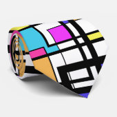 Geometric 80's roze Green Shapes Pattern Stropdas (Opgerold)