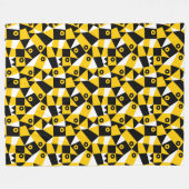 Geometric Abstract 030919 - Amber, Zwart en Wit Fleece Deken (Voorkant (Horizontaal))