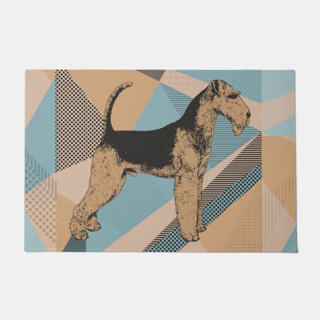 Geometric Abstract Airedale Terrier Deurmat (Voorkant)