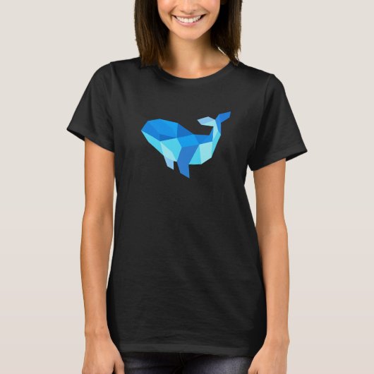 Geometric Abstract Animal Graphic  Cool Blue Whale T-shirt (Voorkant)