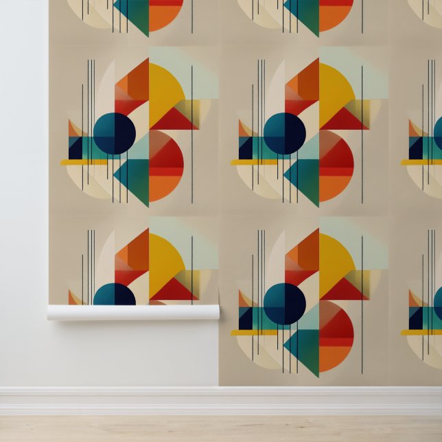 Geometric Abstract Art in Bauhaus Style Behang (Applicatie)