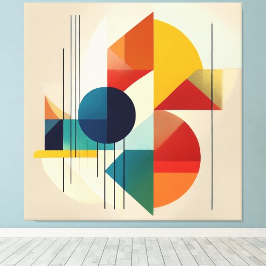 Geometric Abstract Art in Bauhaus Style Canvas Afdruk (Insitu (Houten vloer))