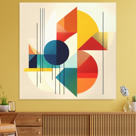 Geometric Abstract Art in Bauhaus Style Canvas Afdruk (Insitu (Woonkamer))
