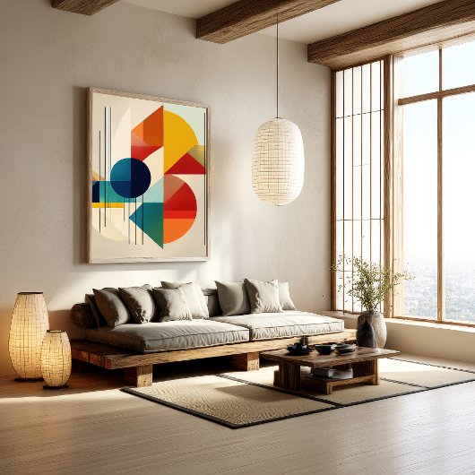 Geometric Abstract Art in Bauhaus Style Poster