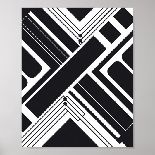 Geometric Abstract Design in Black and White Poster (Voorkant)