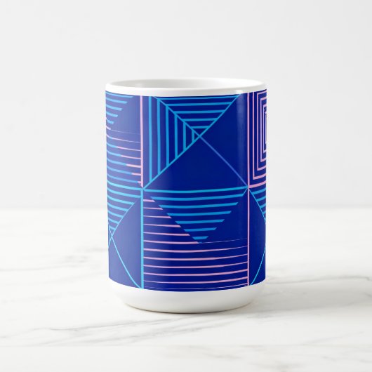 Geometric Abstract Mug Blue Pink Neon Pattern Coff Koffiemok (Center)