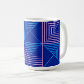 Geometric Abstract Mug Blue Pink Neon Pattern Coff Koffiemok (Voorkant rechts)