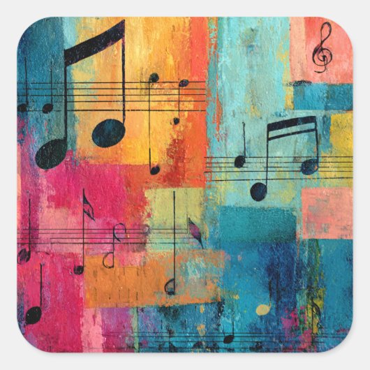 Geometric Abstract Music, Vierkante Sticker (Voorkant)