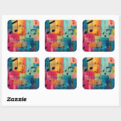 Geometric Abstract Music, Vierkante Sticker (Vel)