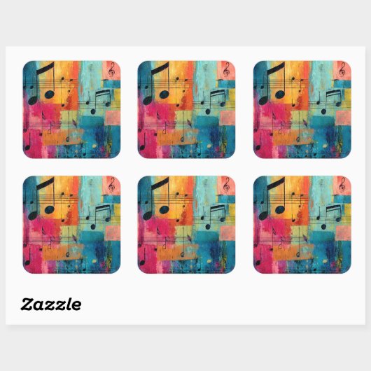 Geometric Abstract Music, Vierkante Sticker (Vel)