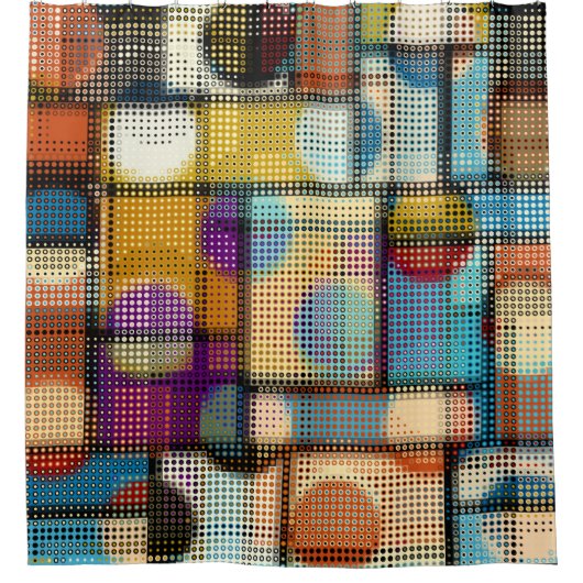 Geometric abstract pattern in low poly pixel art s douchegordijn (Voorkant)