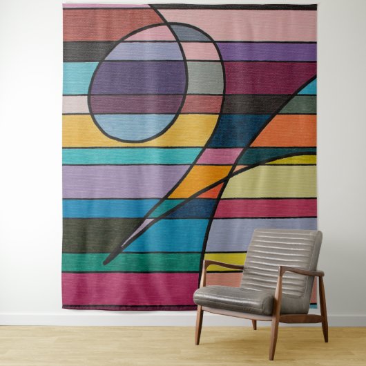 Geometric Abstract with Bold Stripes and Curves Wandkleed (In situ)