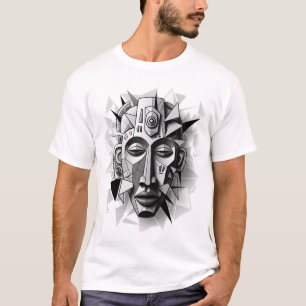 Geometric_African_Mask_Art. T-shirt