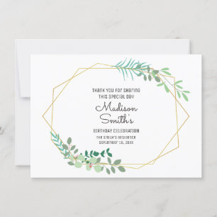 Geometric and Greenery Birthday Bedankkaart