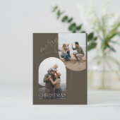 Geometric Arch Family Two Beach Photo Christmas Feestdagenkaart (Staand voorkant)