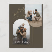 Geometric Arch Family Two Beach Photo Christmas Feestdagenkaart (Voorkant)