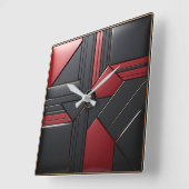 Geometric Art Deco Red Black Elegant Vierkante Klok (Hoek)