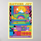 Geometric Art Print Retro 1990s Abstract Mountain (Voorkant)