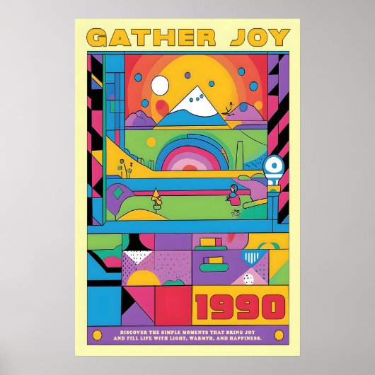 Geometric Art Print Retro 1990s Abstract Mountain (Voorkant)