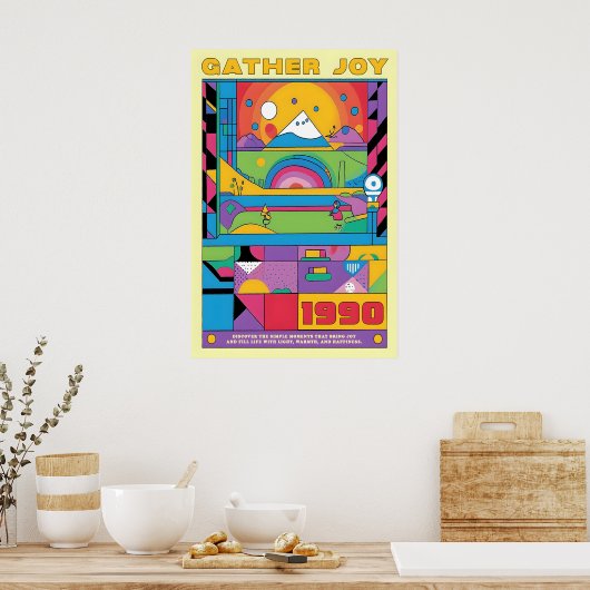 Geometric Art Print Retro 1990s Abstract Mountain (Keuken)