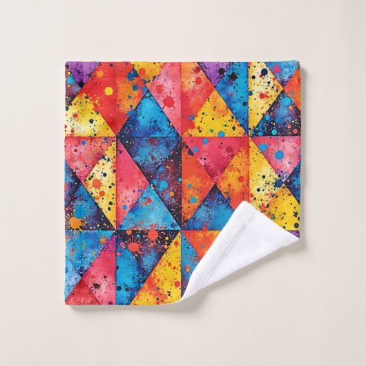 Geometric Art: Vibrant Chaos Bad Handdoek (Wasdoekje)