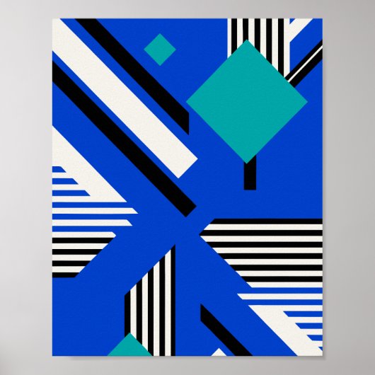 Geometric Art with Diamonds and Striped Lines Poster (Voorkant)