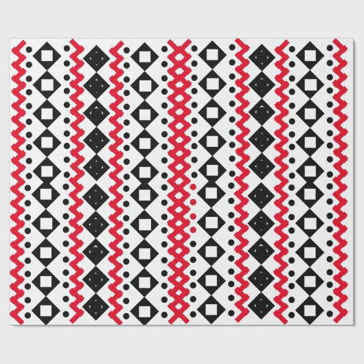 Geometric Art Zwart-wit voorbeeldontwerp Cadeaupapier (Vlak)