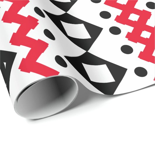 Geometric Art Zwart-wit voorbeeldontwerp Cadeaupapier (Rol Hoek)