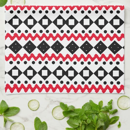 Geometric Art Zwart-wit voorbeeldontwerp Theedoek (Gevouwen)