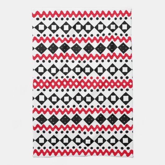 Geometric Art Zwart-wit voorbeeldontwerp Theedoek (Verticaal)