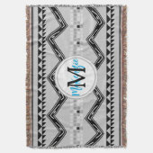 Geometric Aztec Black en Grey Monogram Patroon Deken (Voorkant Verticaal)