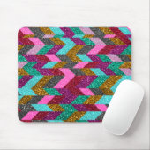 Geometric Aztec Girly Pink Blauwgroen Glitter Prin Muismat (Met muis)