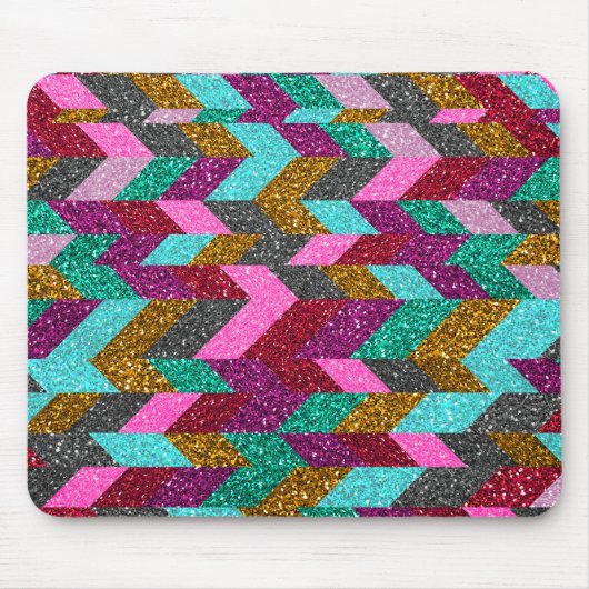 Geometric Aztec Girly Pink Blauwgroen Glitter Prin Muismat (Voorkant)