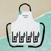 Geometric Aztec Style Schort, wit en Turquoise Schort