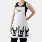 Geometric Aztec Style Schort, wit en Turquoise Schort (Insitu)