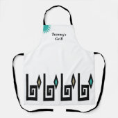 Geometric Aztec Style Schort, wit en Turquoise Schort (Voorkant)