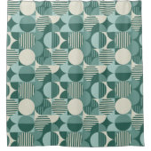 Geometric Bauhaus Style, Blauwgroen, Seafoam, Crea Douchegordijn (Voorkant)