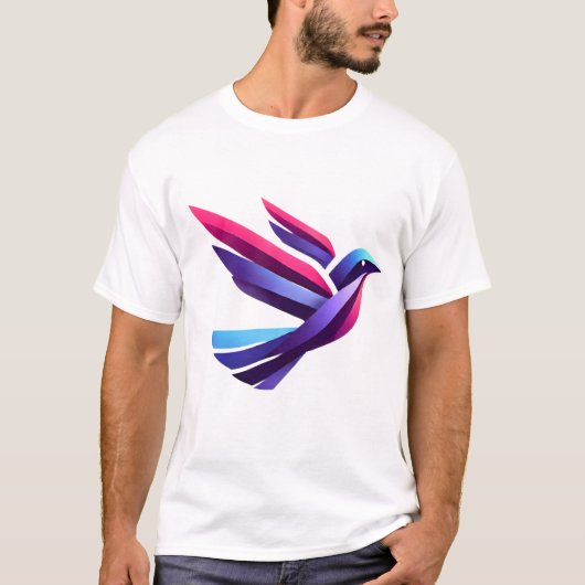 Geometric Bird Logo - Minimalistisch verloopontwer T-shirt (Voorkant)